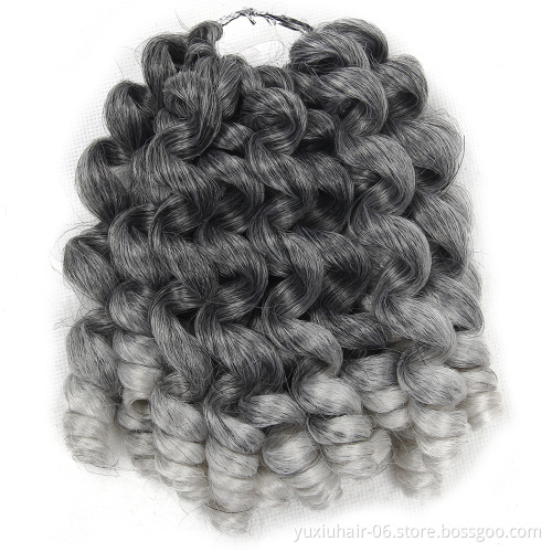 jamaican bounce curl crochet hair extension braiding hair grey wand curly crotchet hair
